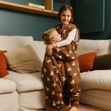 Sleeping jumpsuit with sleeves and socks -Teddy Mocca - TOG 1
