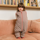 Sleeping jumpsuit with socks - Burgundy Stripes - TOG 2.5