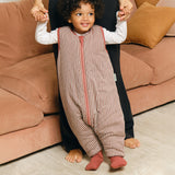 Sleeping jumpsuit with socks - Burgundy Stripes - TOG 2.5