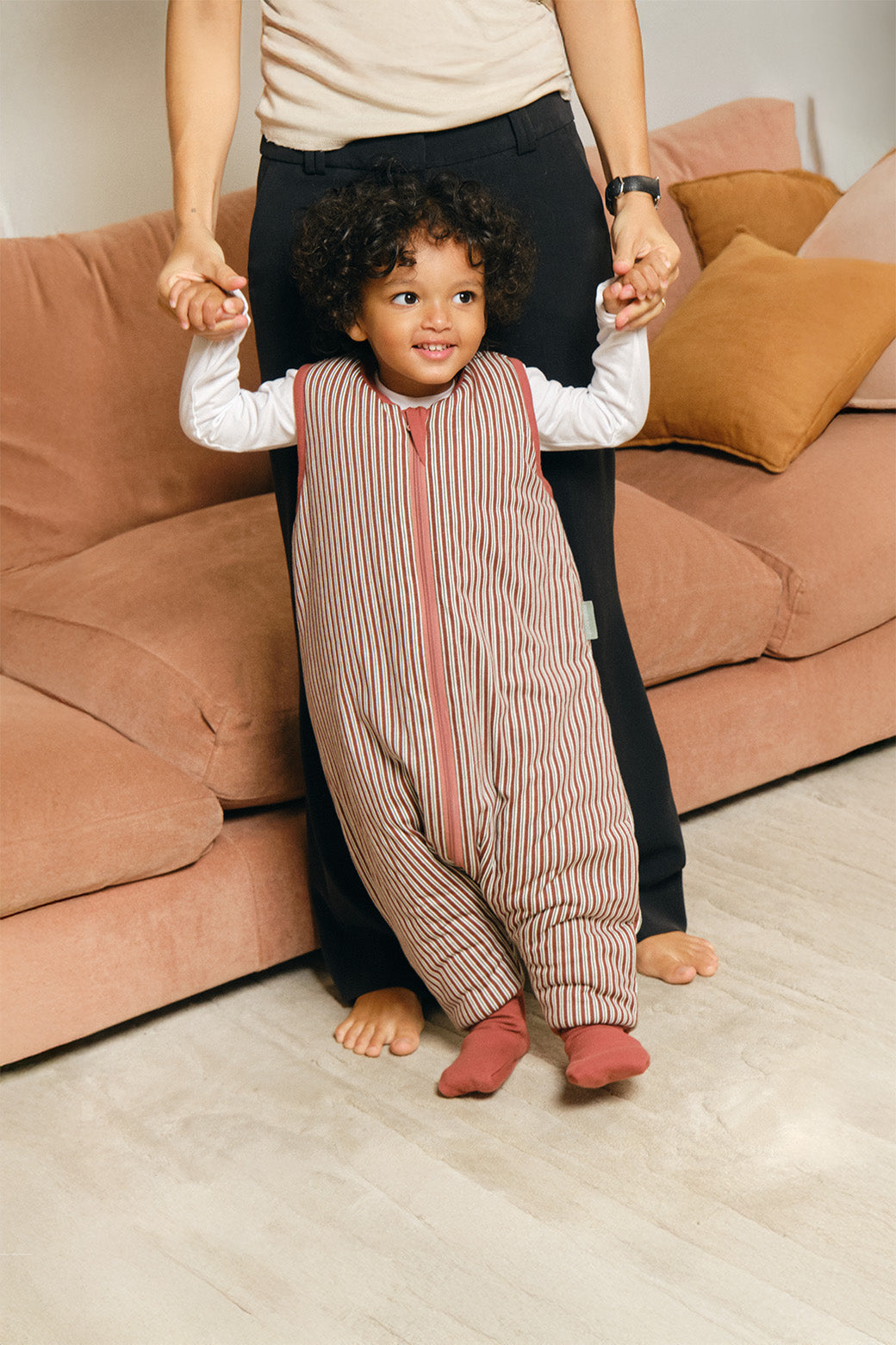 Schlafsack mit Füßen und rutschfesten Socken - Burgundy Stripes - TOG 2.5