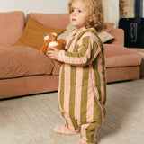 Sleeping jumpsuit with sleeves and socks - Khaki & Rose Stripes - TOG 2.5