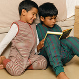 Sleeping jumpsuit with socks - Burgundy Stripes - TOG 2.5