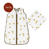 Apples Baby Muslin Pack (2 products): bamboo muslin blanket + muslin sleeping bag TOG 2.5