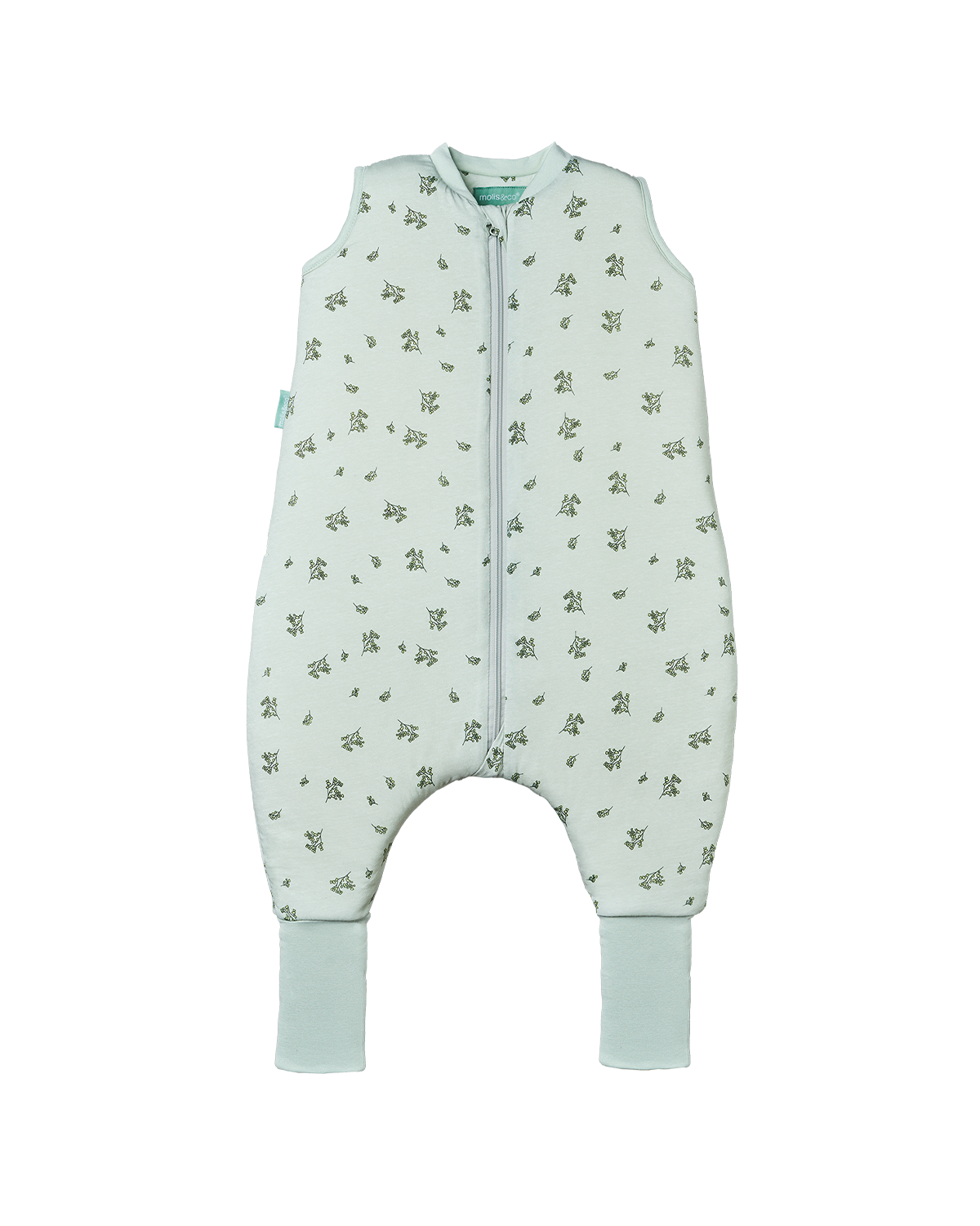 Schlafsack mit Füßen für Babys ideal für den Winter. Botanikgrün