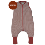 Sleeping jumpsuit with socks - Burgundy Stripes - TOG 2.5
