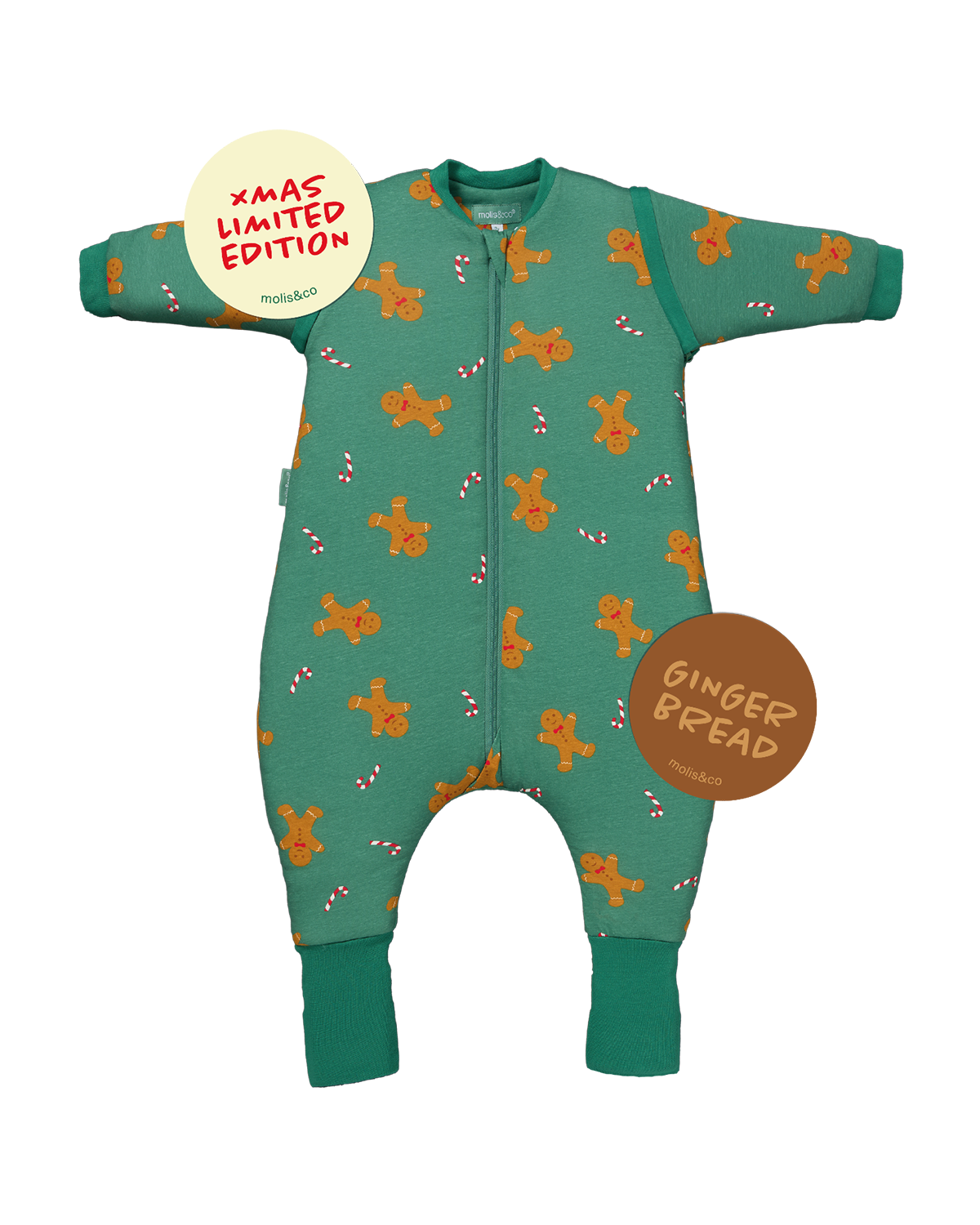 Schlafsack mit Ärmeln und rutschfesten Socken – Gingerbread – TOG 2.5