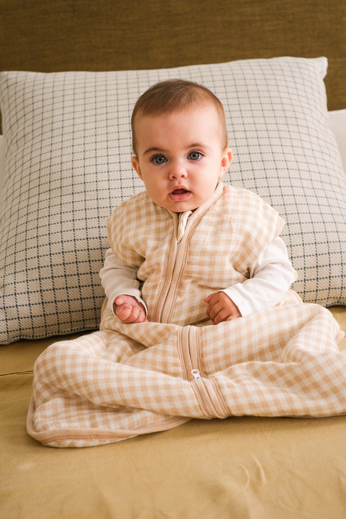 Babyschlafsack - Bambus Musselin - Vichy Sand - TOG 1