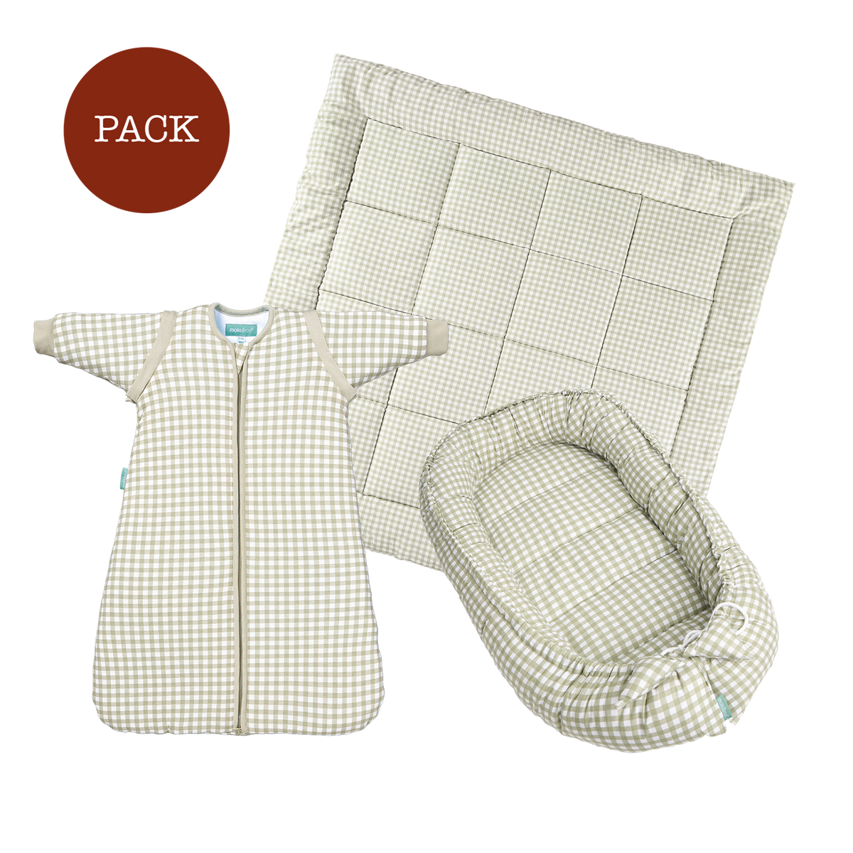 Mint Tea Pack (3 products): baby nest + crawling mat + TOG 2.5 sleeping bag
