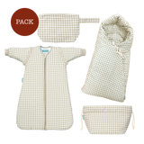Mint Tea Stroll Pack (4 products): winter footmuff + toiletry bag + baby organizer + TOG 2.5 sleeping bag