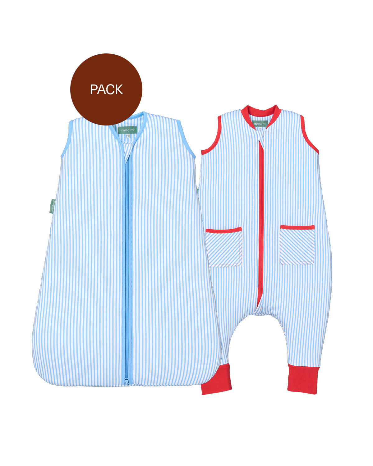 Brüder-Pack Sailor Blue (2 Produkte): Schlafsack mit Füßen + Baby-Schl