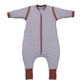 Sleeping jumpsuit with sleeves and socks - Vichy Brown & Blue - TOG 2.5