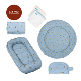 Pack Colima (5 products): changing mat + newborn nest + travel bag + muslin cotton blanket + Crawling mat