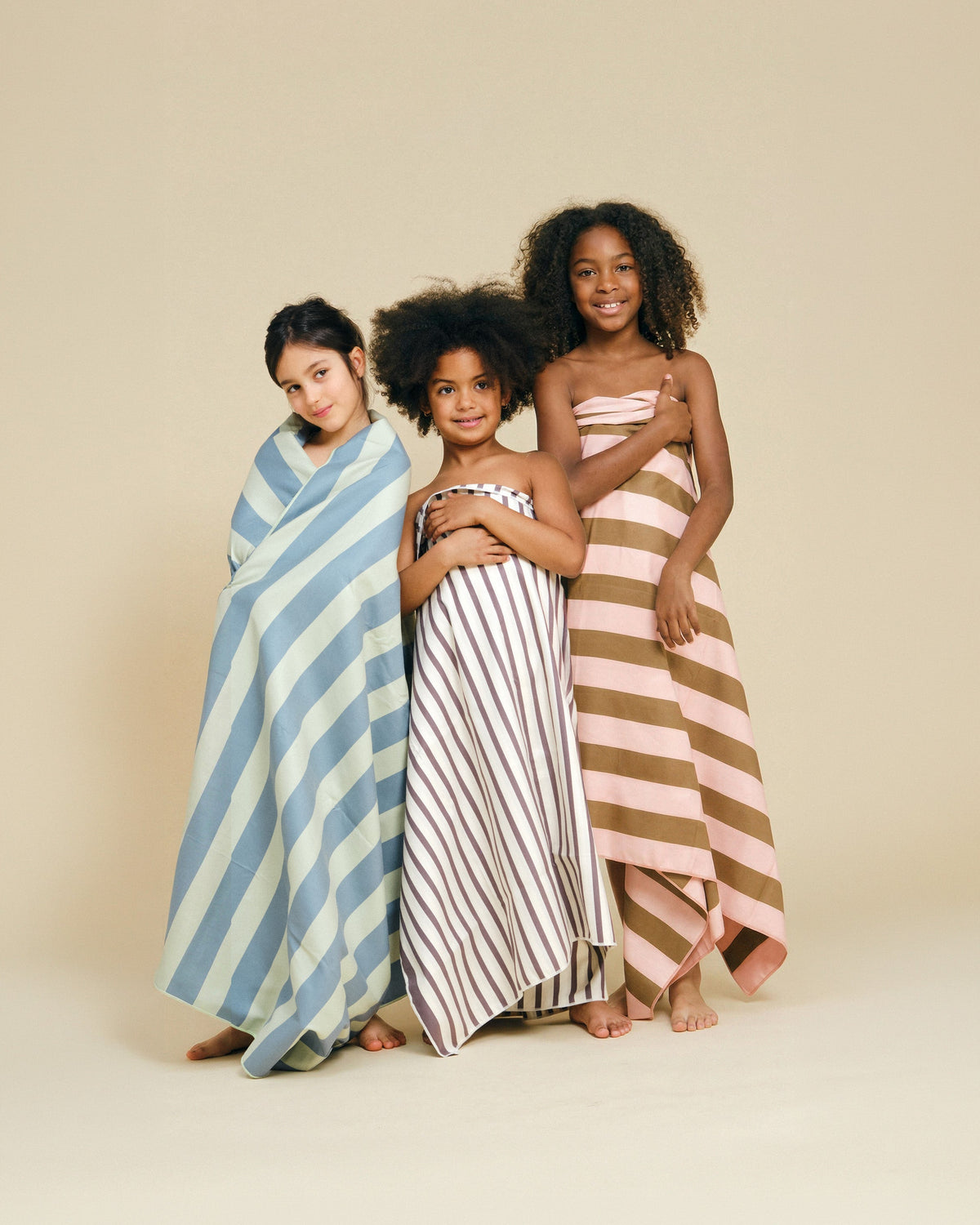 Microfibre towel - Khaki & Rose Stripes