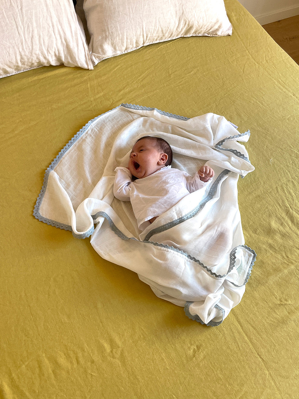 Confezione da due coperte in mussola di cotone - Blue e Beige