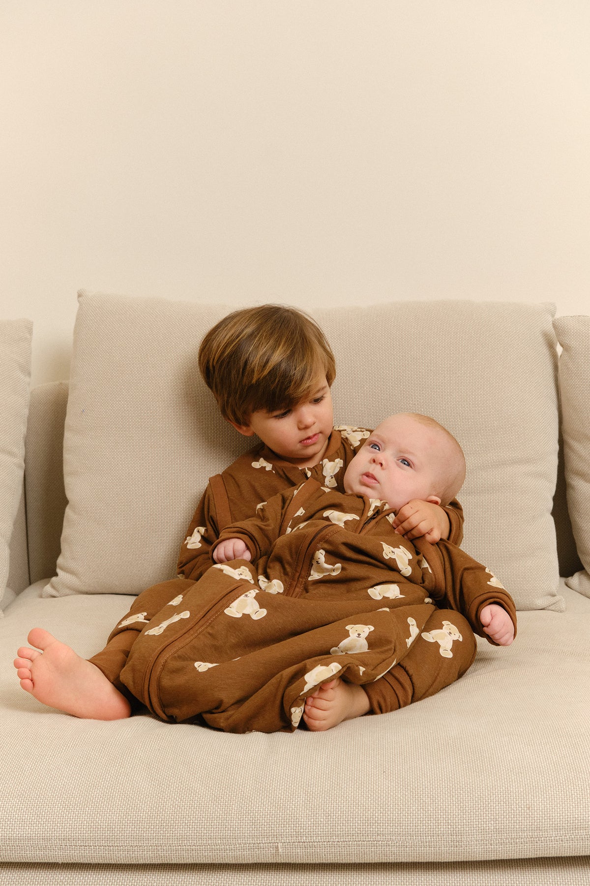 Babyschlafsack mit ärmeln – Teddy mocca - TOG 1