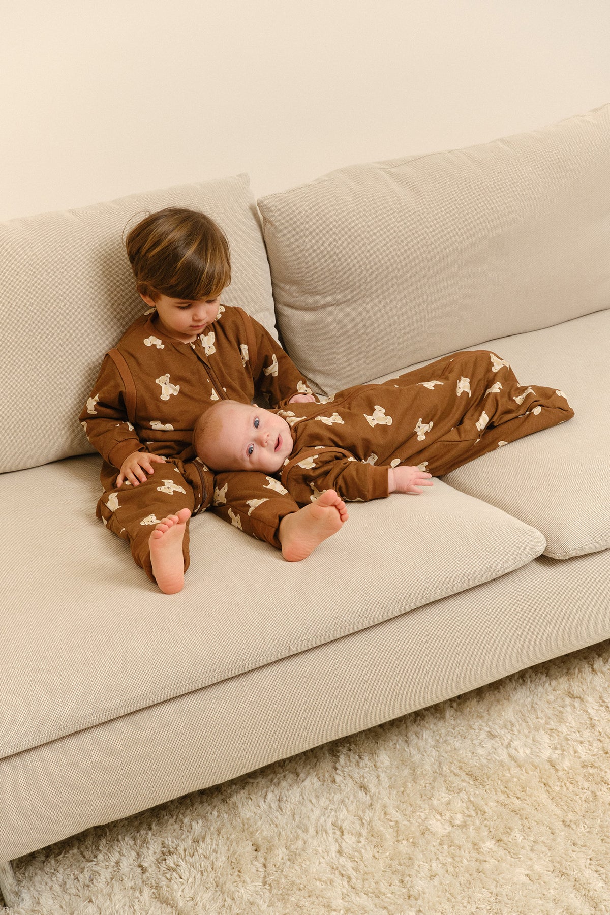Babyschlafsack mit ärmeln – Teddy mocca - TOG 1
