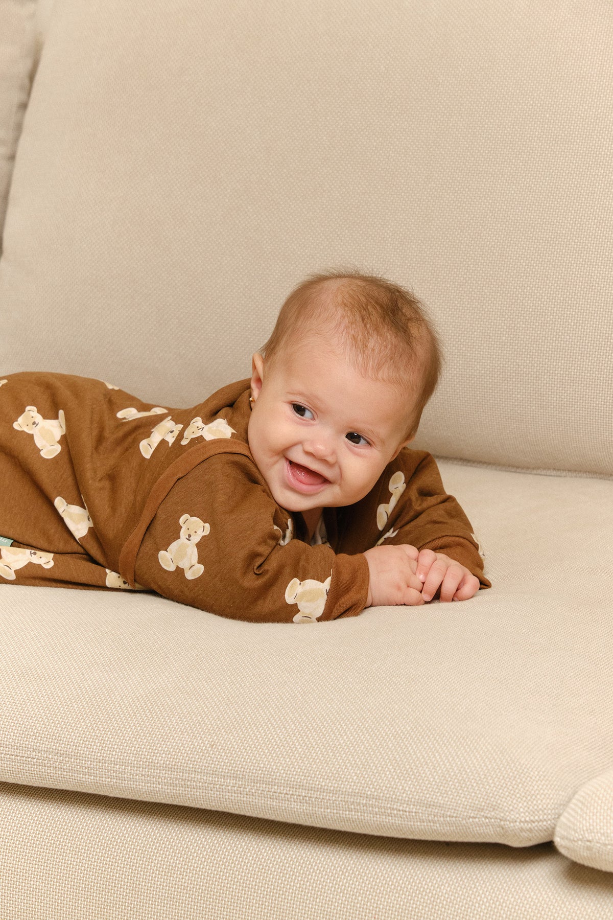 Babyschlafsack mit ärmeln – Teddy mocca - TOG 1