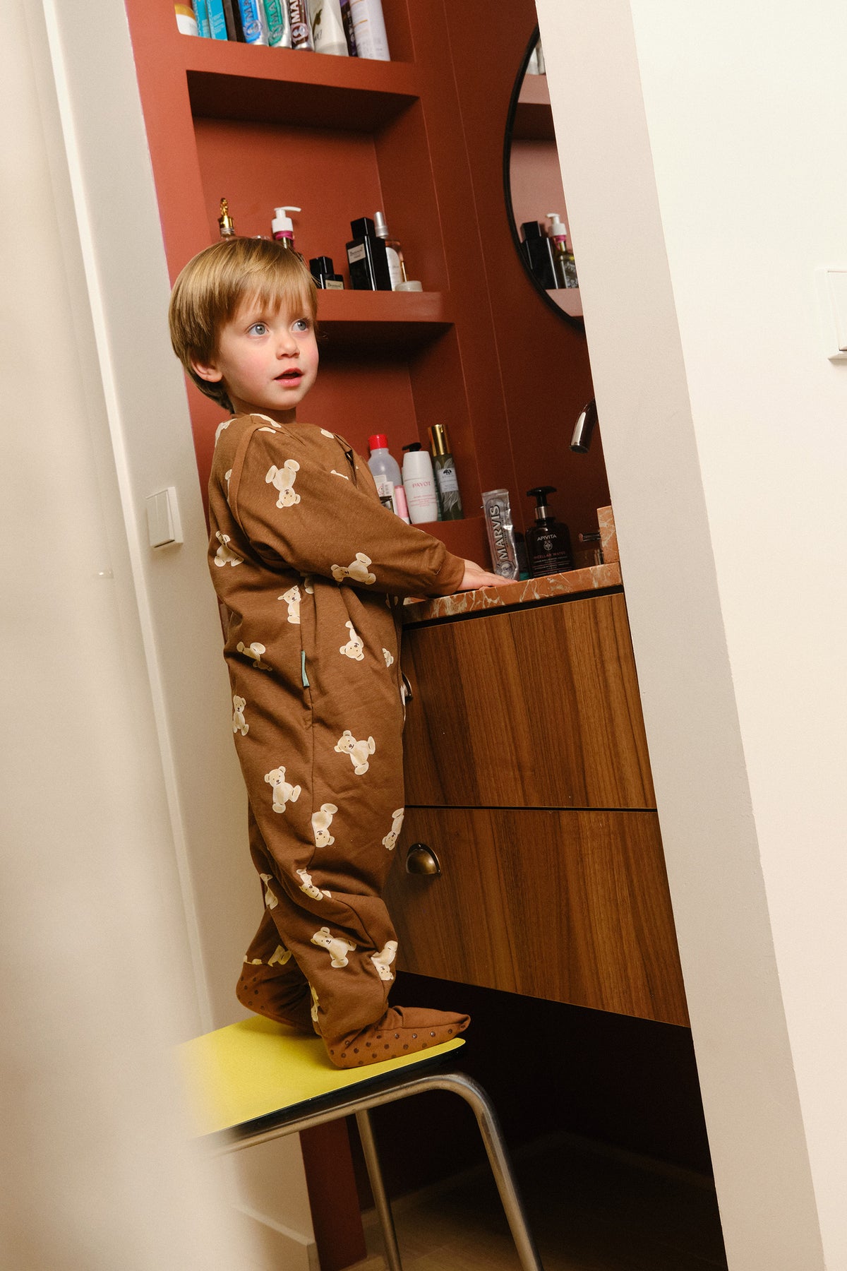 Sleeping jumpsuit with sleeves and socks -Teddy Mocca - TOG 1