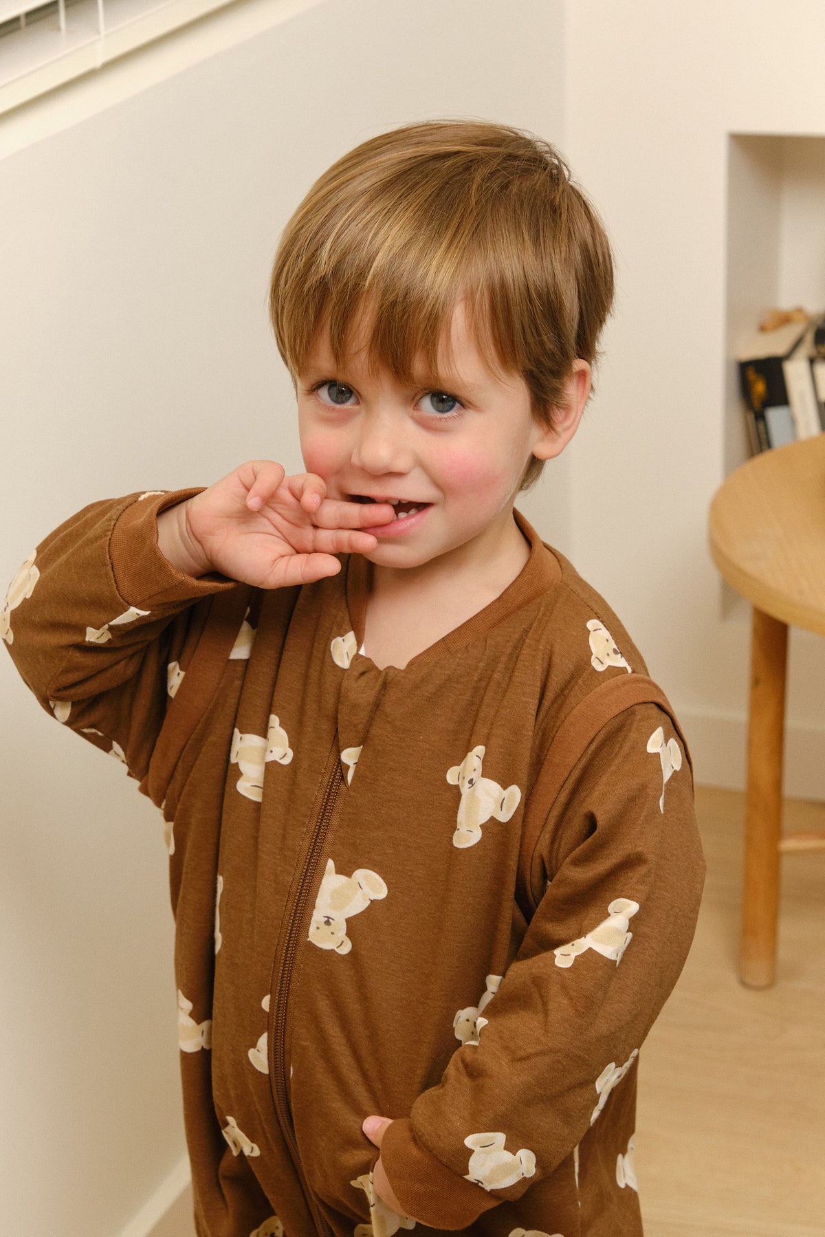 Sleeping jumpsuit with sleeves and socks -Teddy Mocca - TOG 1