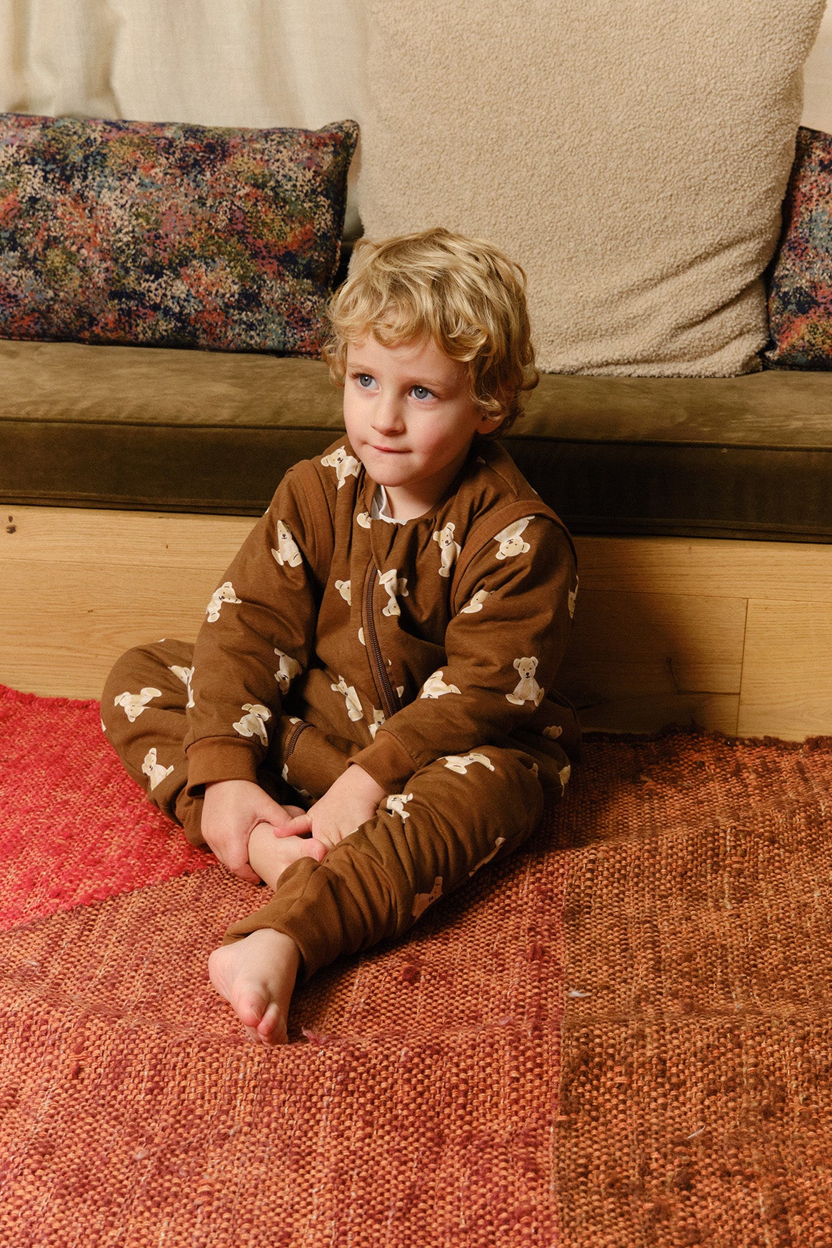 Sleeping jumpsuit with sleeves and socks -Teddy Mocca - TOG 1