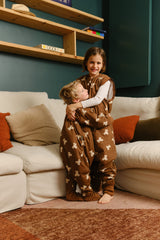 SLEEPING JUMPSUIT -TEDDY MOCCA - TOG 1.0 - WITH SOCKS AND SLEEVES