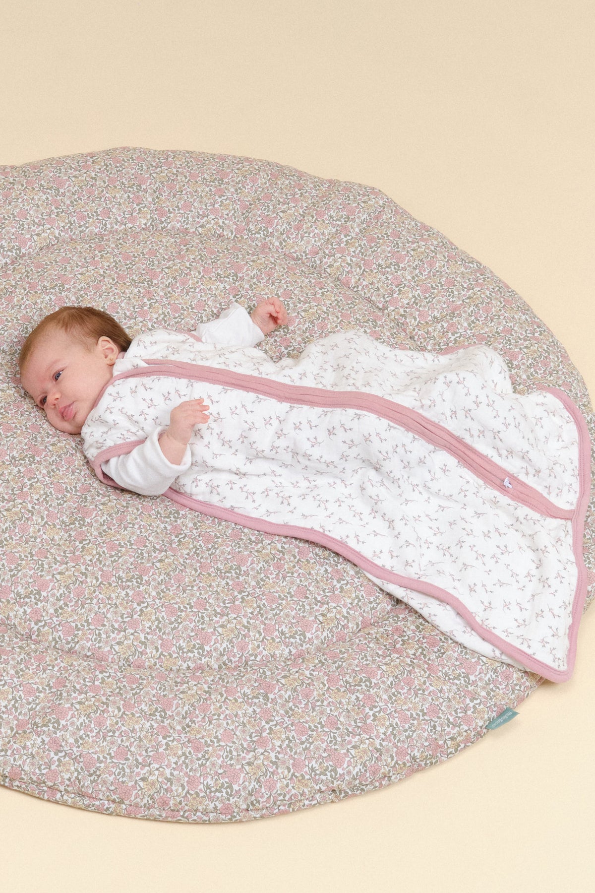 Baby sleeping bag - Bamboo muslin -  Floral Pink - TOG 0.5