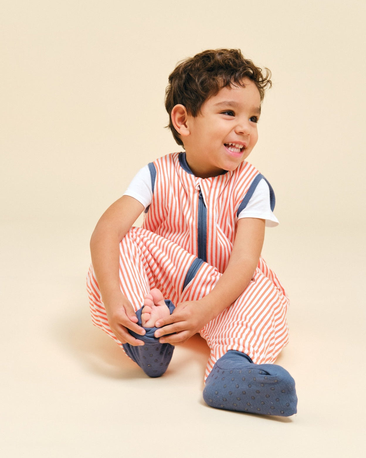 Schlafsack mit füssen und rutschfesten Socken - Sailor orange