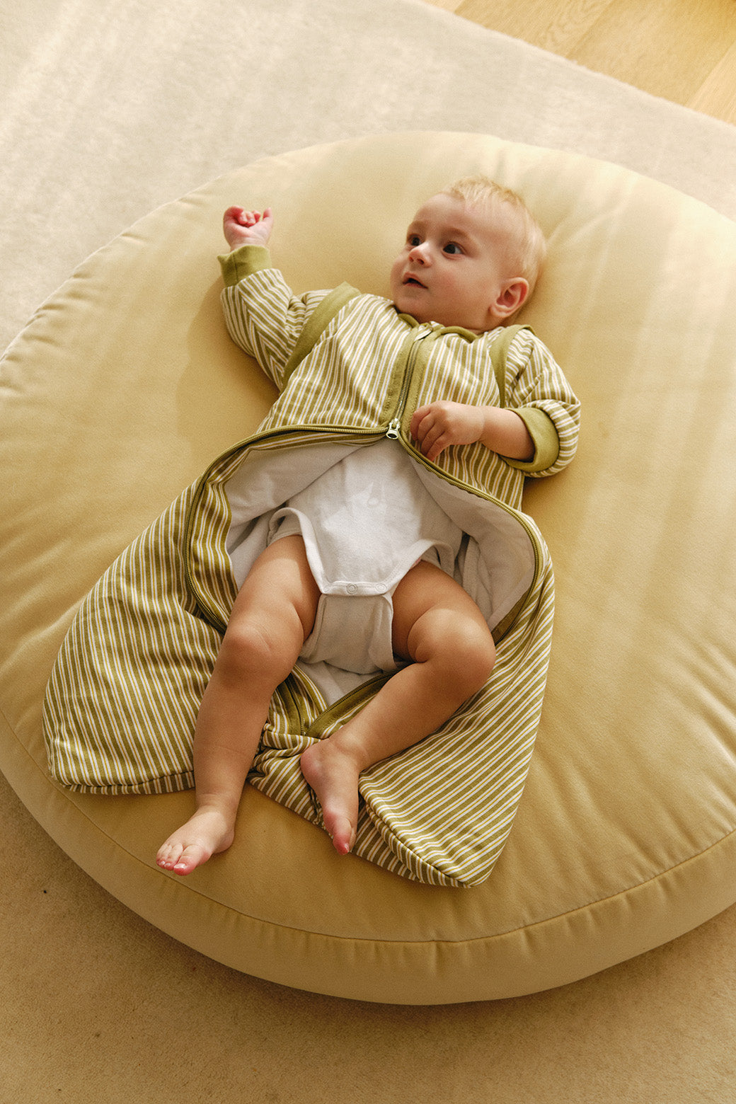 Baby sleeping bag - Olive Green Stripes - TOG 1