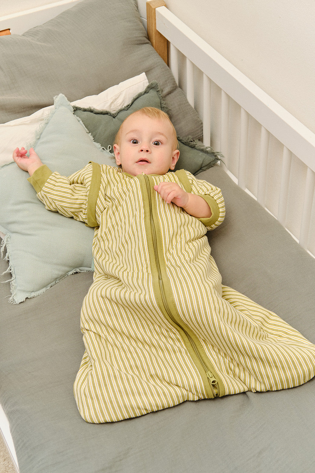 Baby sleeping bag - Olive Green Stripes - TOG 1