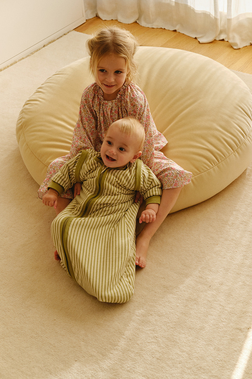 Baby sleeping bag - Olive Green Stripes - TOG 1