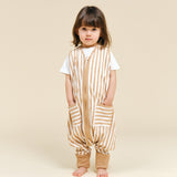 Sleeping jumpsuit with removable non-slip socks - Sand Stripes - TOG 0.5