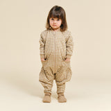 Schlafsack mit Ärmeln und rutschfesten Socken – Brown Checks - TOG 1
