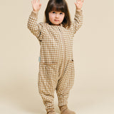 Schlafsack mit Ärmeln und rutschfesten Socken – Brown Checks - TOG 1