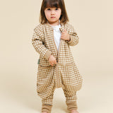 Schlafsack mit Ärmeln und rutschfesten Socken – Brown Checks - TOG 1