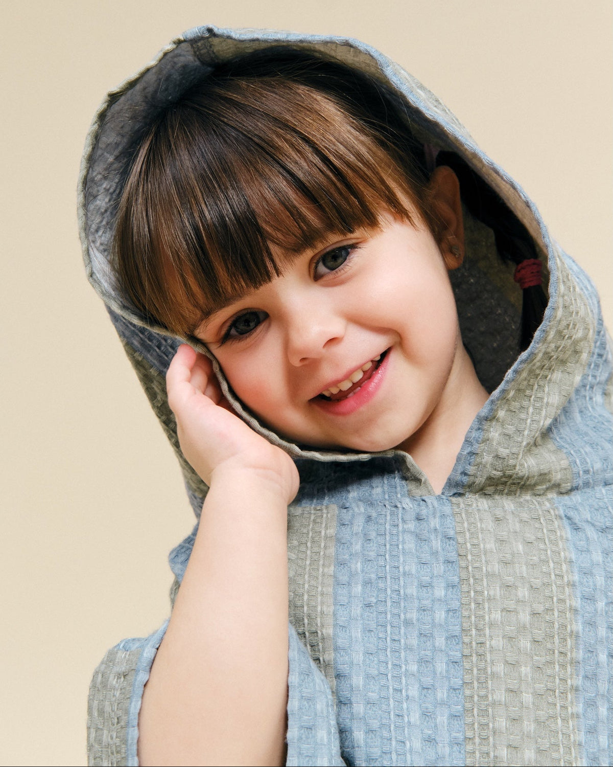 Poncho Towel - Khaki & Blue Stripes