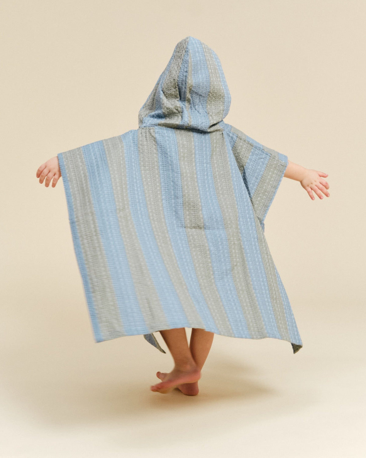 Poncho Towel - Khaki & Blue Stripes