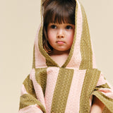 Poncho Towel - Khaki & Rose Stripes