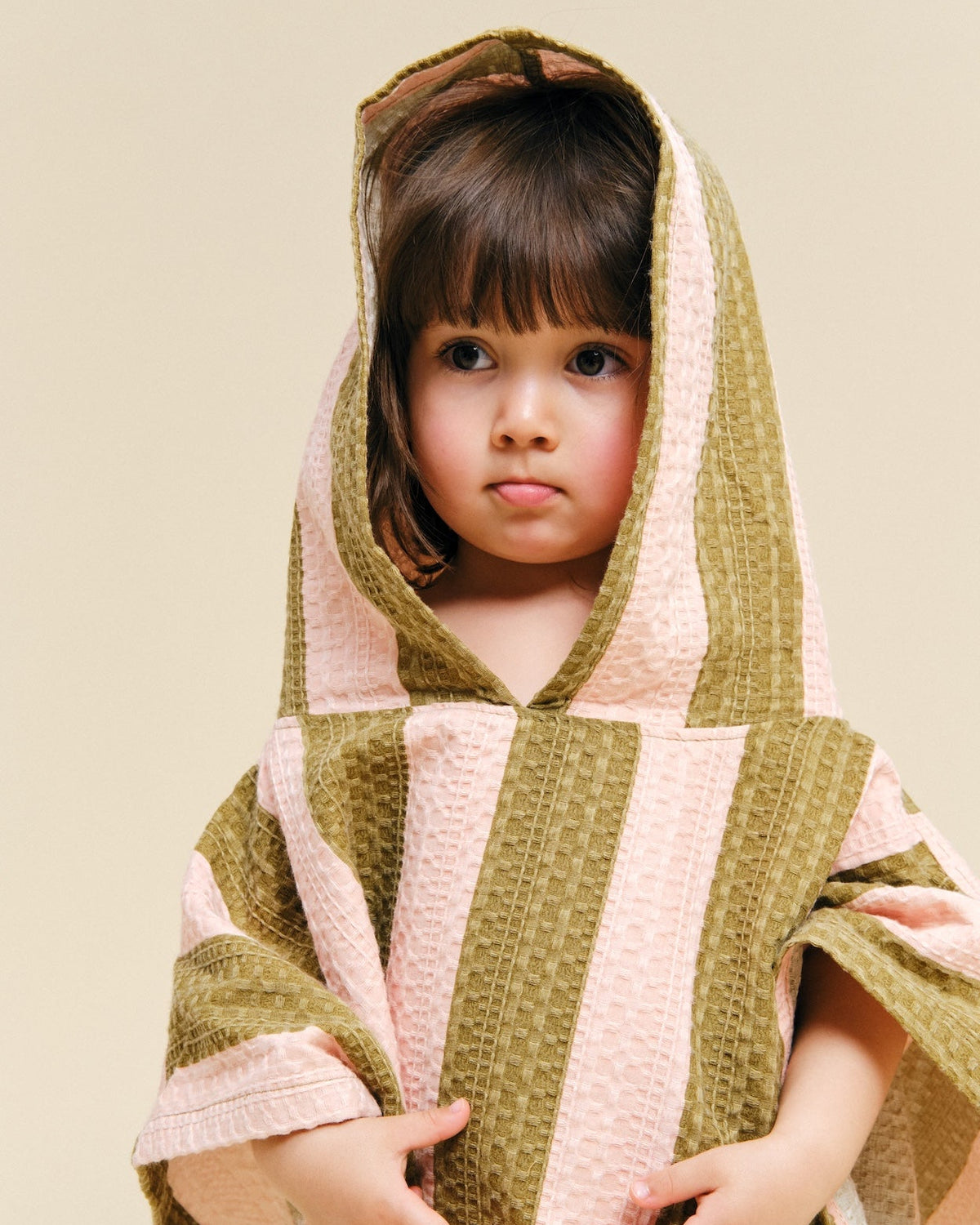 Poncho Towel - Khaki & Rose Stripes