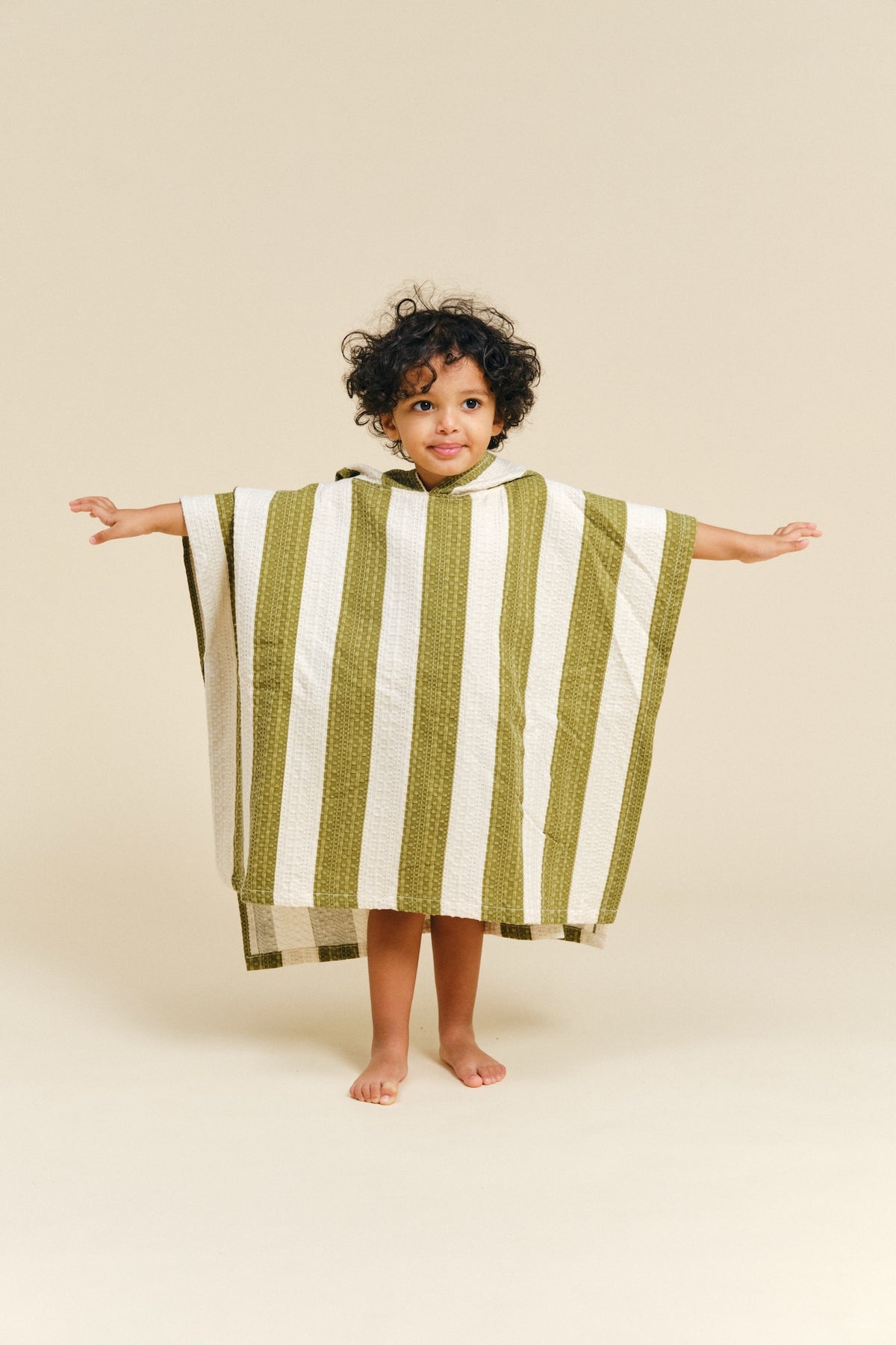 Set Poncho de Bain & Serviette Cream & Brown Stripes