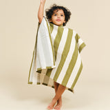 Poncho Towel - Khaki & Cream Stripes