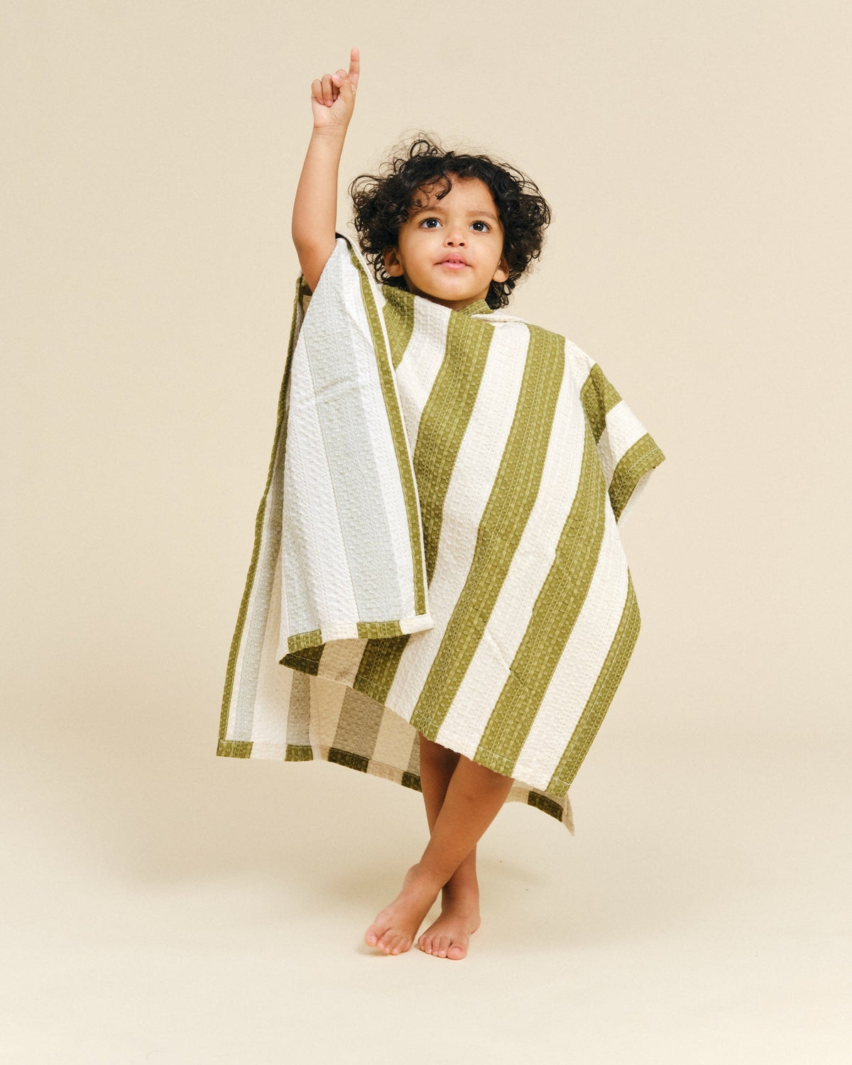 Poncho Towel - Khaki & Cream Stripes