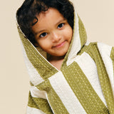 Poncho Towel - Khaki & Cream Stripes