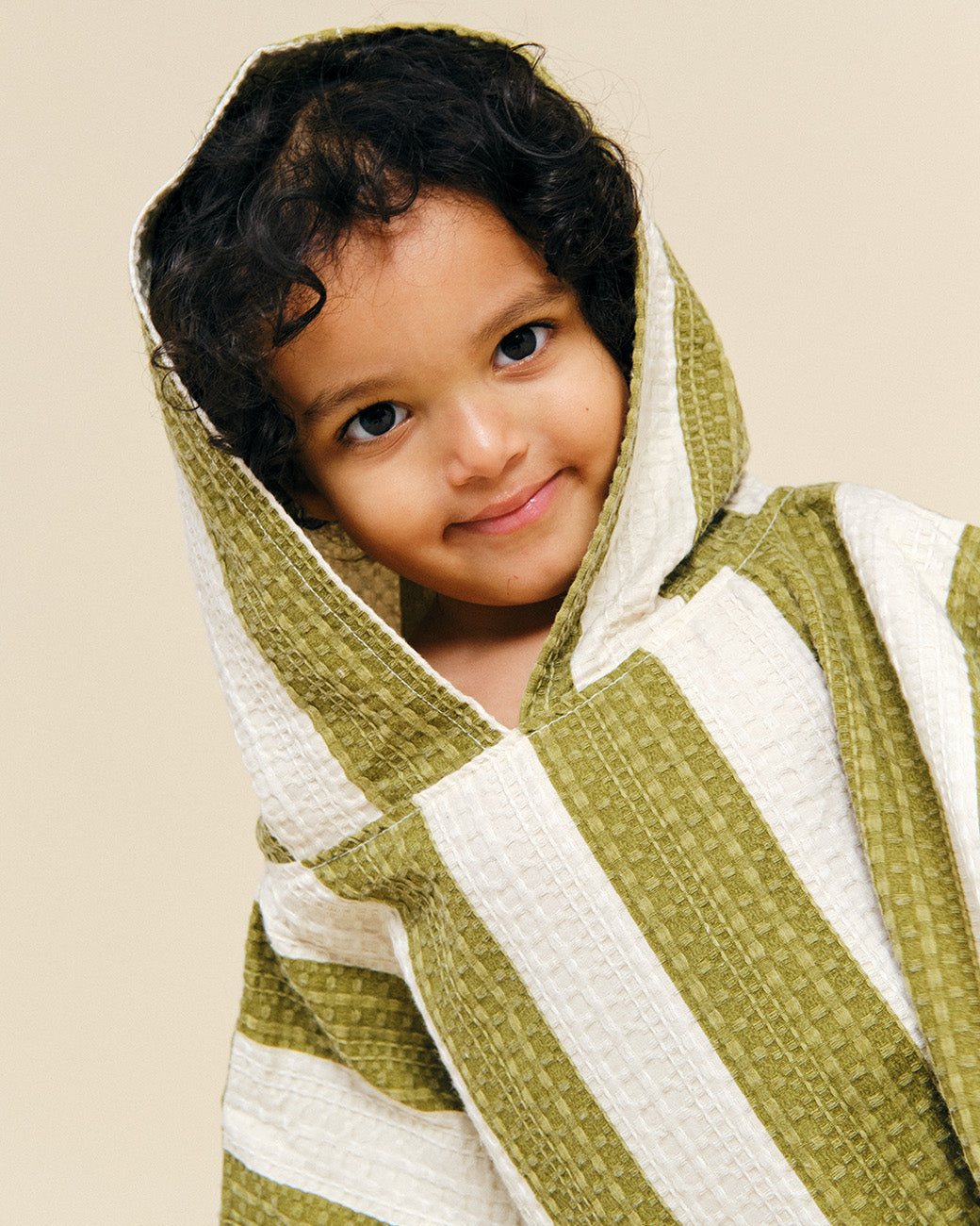 Poncho Towel - Khaki & Cream Stripes