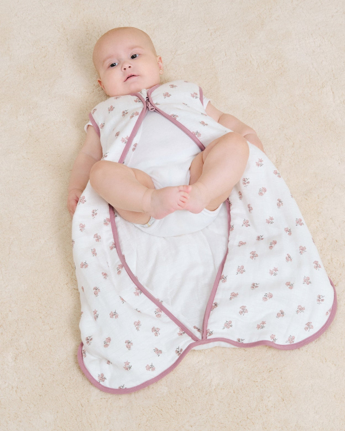 Baby sleeping bag - Bamboo muslin - Tiny Flowers- TOG 1