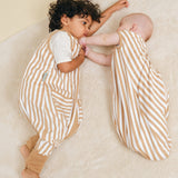 Sleeping jumpsuit with removable non-slip socks - Sand Stripes - TOG 0.5