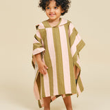 Poncho Towel - Khaki & Rose Stripes