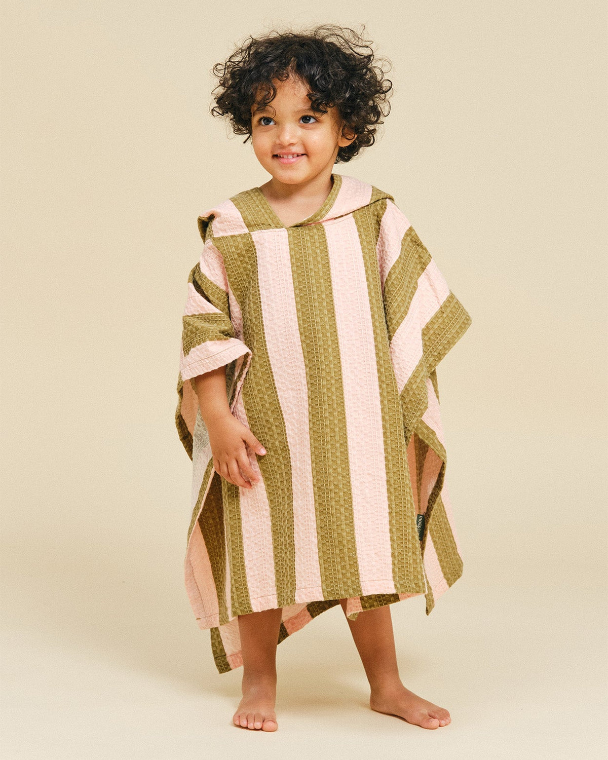 Poncho Towel - Khaki & Rose Stripes