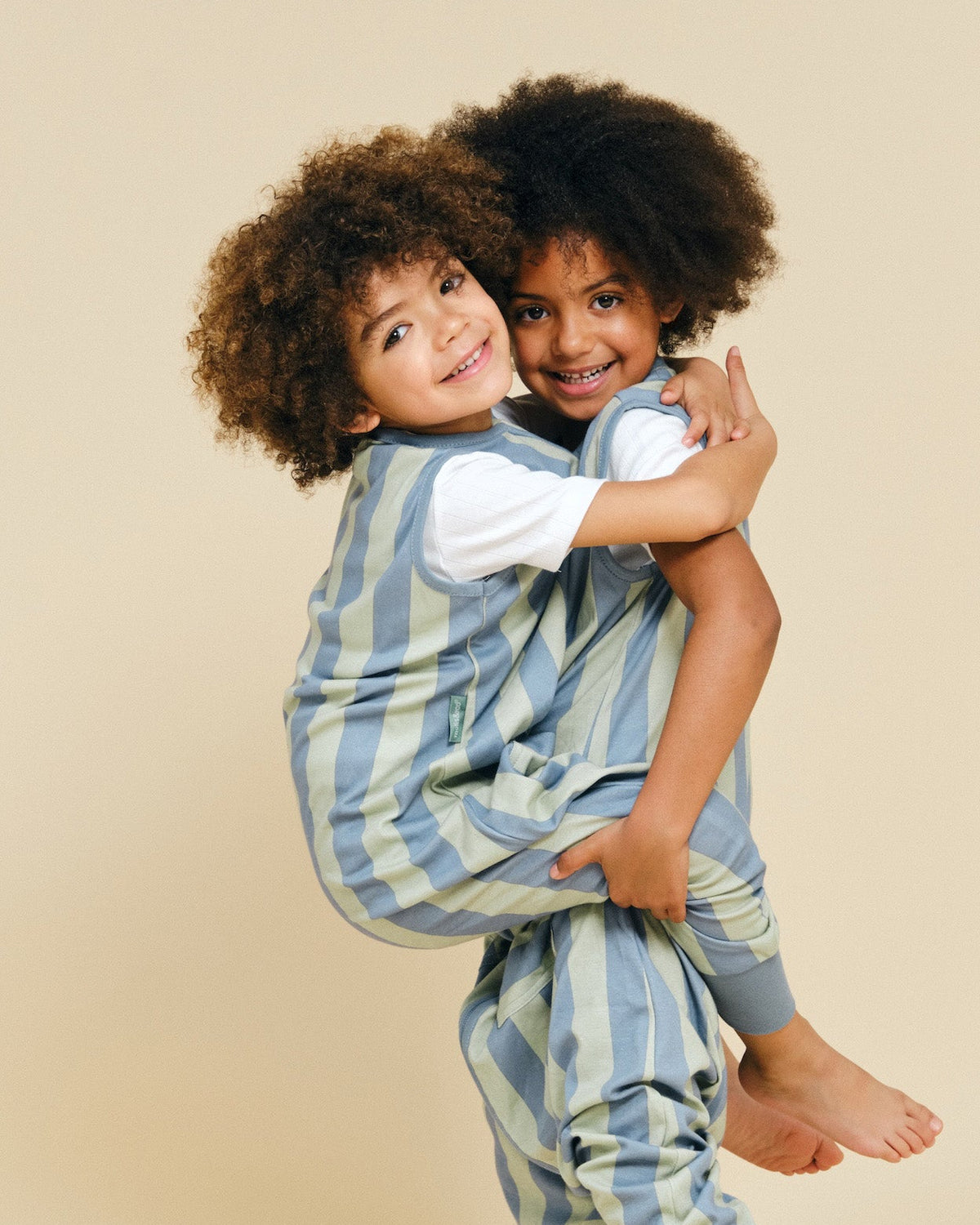 Sleeping jumpsuit - Green & Blue Stripes - TOG 0.5