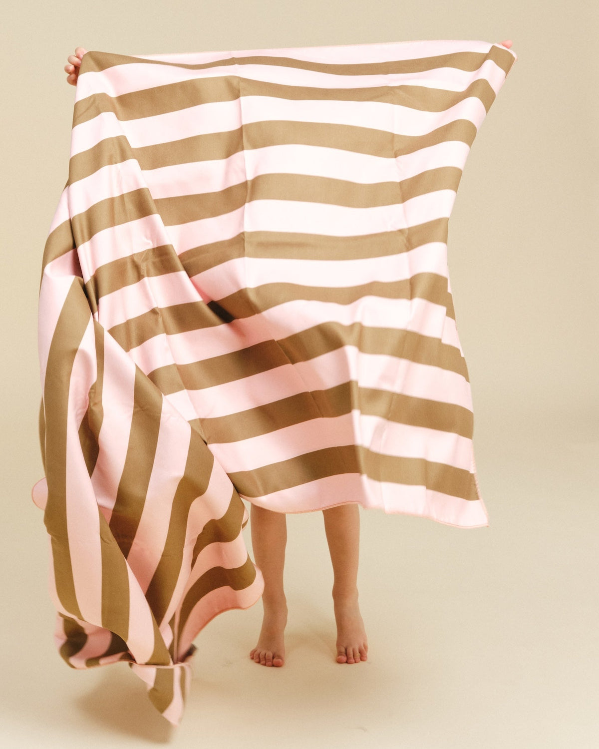 Microfibre towel - Khaki & Rose Stripes