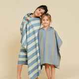 Pack Baño Poncho y Toalla Green & Blue Stripes
